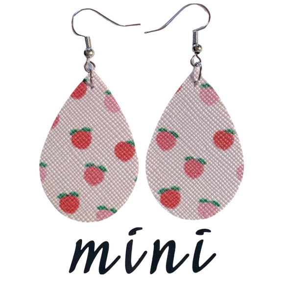 Jewelry - Mini Faux Leather Teardrop Earrings Peaches